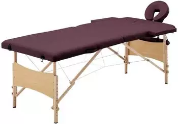 vidaXL Massageliege klappbar 2-Zonen mit Holzgestell bordeaux-lila (110187)