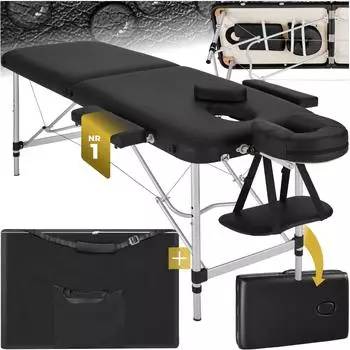 TecTake Massageliege klappbar, 2 Zonen, Aluminium, schwarz