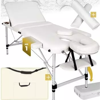 TecTake Massageliege klappbar 3 Zonen, 210x95x89cm, wei&szlig;