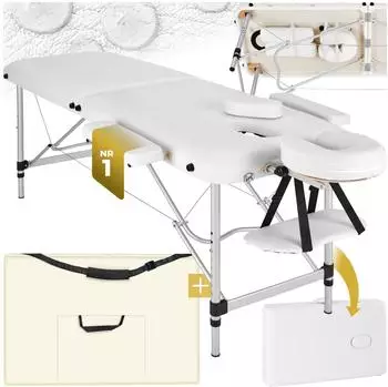 TecTake Massageliege klappbar, Aluminium, 2 Zonen, wei&szlig;