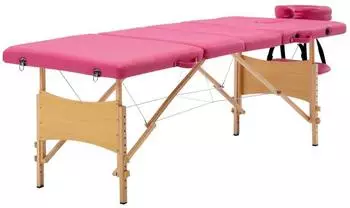 vidaXL Massageliege klappbar, 4-Zonen, Holzgestell, rosa (110191)