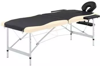 vidaXL Massageliege klappbar, 2 Zonen, Aluminiumgestell, schwarz/beige (110229)