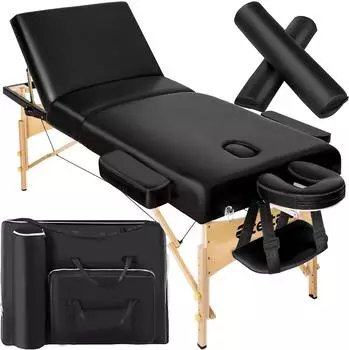 TecTake Somwang Massageliege klappbar 3 Zonen, Polyurethan, schwarz