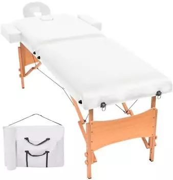 vidaXL Massageliege klappbar, 2-Zonen, 10cm, wei&szlig; (110150)