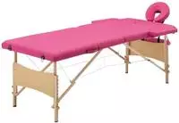 vidaXL Massageliege Klappbar 2-Zonen mit Holzgestell Rosa