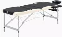 vidaXL Massageliege Klappbar 3-Zonen Aluminiumgestell Schwarz Beige