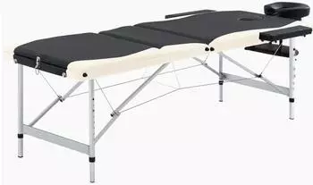 vidaXL Klappbare Massageliege 3-Zonen Aluminium, schwarz/beige (110237)