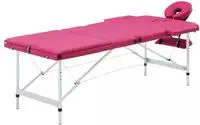 vidaXL Massageliege Klappbar 3-Zonen mit Aluminiumgestell Rosa