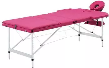 vidaXL Massageliege, klappbar, 3 Zonen, Aluminium, rosa (110197)