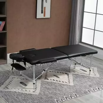 HomCom Massageliege 2 Zonen, klappbar, höhenverstellbar, Kunstleder, schwarz (700-077BK)