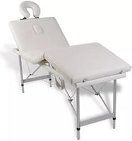 vidaXL Massagetisch mit Aluminiumrahmen, faltbar 4 Zonen Creme-Wei&szlig;