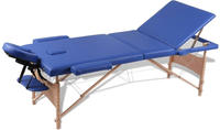 vidaXL Massagetisch mit Holzrahmen, faltbar 3 Zonen Blau