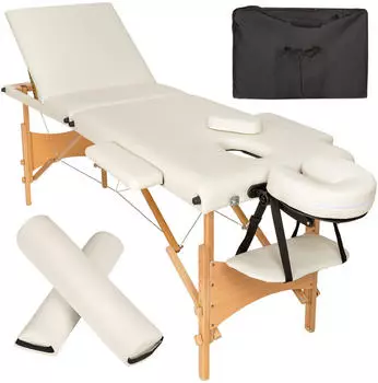 TecTake 3 Zonen Massageliege-Set Daniel 210 x 95 x 84 cm beige