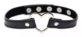 XR Brands Master Series Dark Heart Chrome Heart Black Choker - Black
