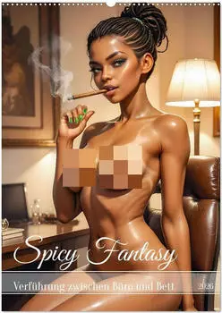 Calvendo Spicy Fantasy Verführung zwischen Büro und Bett (Wandkalender 2026 DIN A2 hoch), Monatskalender (ISBN: 978-3-457-27944-1)