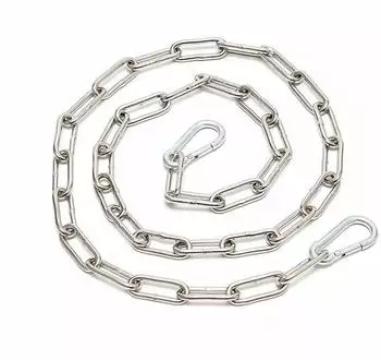 Rimba Kette mit 2 Karabinerhaken Silber 100 cm