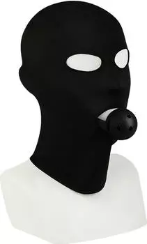 Rimba Elastische Kopfmaske mit Ball Gag Schwarz &Oslash; 4,5 cm