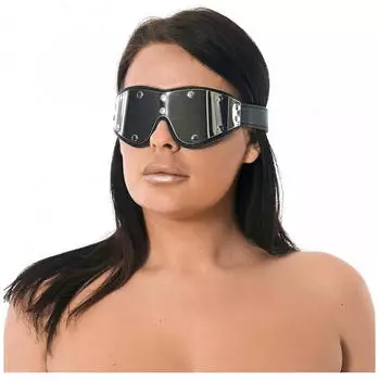 Rimba Augenmaske aus Leder und Metall Silber Schwarz