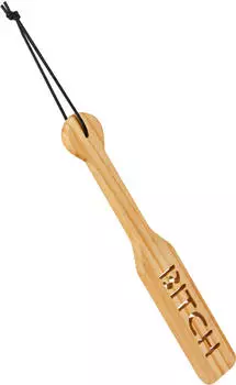 Rimba Holz-Paddle mit Aufdruck 32 cm beige