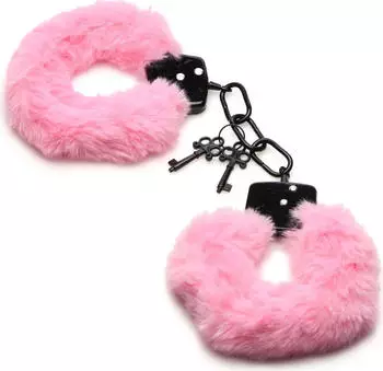 XR Brands Master Series Cuffed In Fur Furry Handcuffs - Pink