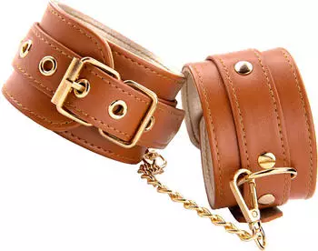 Dreamtoys Dream Toys Elite Hand Cuffs Cognac Vegan Leather