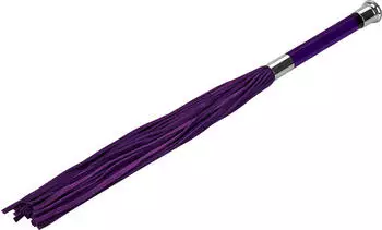 Rimba Suede Flogger mit Griff aus Glas Lila Silber 58 cm