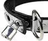 Rimba Leder Halsband mit Vorhängeschloss Silber Schwarz