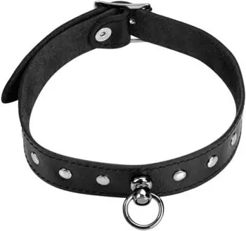Rimba Schlichtes Halsband verziert mit Nieten Schwarz M-L
