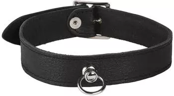 Rimba Schlichtes Halsband mit Ring Schwarz M-L