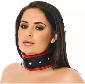 Rimba Gepolstertes Halsband mit D-Ring Schwarz Rot M/L