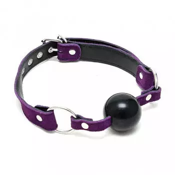 Rimba Mundknebel mit Silikonball Lila Schwarz &Oslash; 4,4 cm