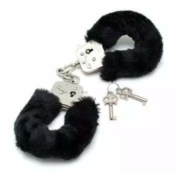 Rimba Polizei Handschellen mit Fell Silber Schwarz