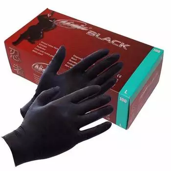 Rimba Latex Play - Disposable Latex Gloves (100 pieces) - Black - M