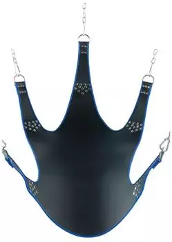 Mr. Sling Leather Sling with Blue Piping 5 Punkt Sexschaukel Schwarz