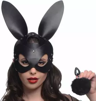 XR Brands Tailz Bunny Mask with Plug Black
