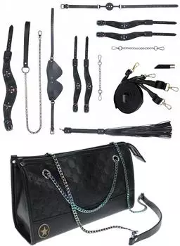 Ouch! Venice Collection Bondage-Set mit Tasche, 10-teilig, schwarz