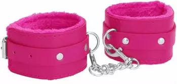 Ouch! Ouch! Plüsch-Leder-Handschellen, rosa (OU267PNK)