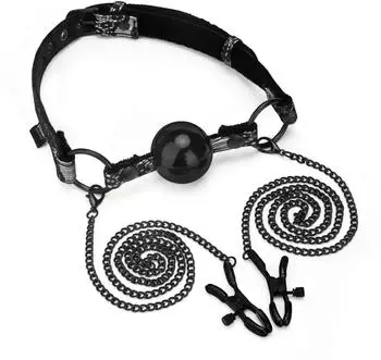 Steamy Shades Ball Gag with Nipple Clamps