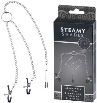 Steamy Shades Adjustable Nipple Clamps and Tweezer Clit Clamp