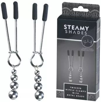 Steamy Shades Tweezer Nipple Clamps with Metal Beads