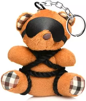 XR Brands Master Series Rope Teddy Bear Keychain - Brown