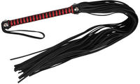 ZADO Lederpeitsche mit geflochtenem schwarz-rotem Griff, Handschlaufe und 76 cm