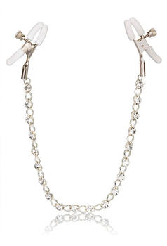 CalExotics Crystal Chain Nipple Clamps Silver