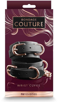 NS Novelties Bondage Couture Wrist Cuffs Black