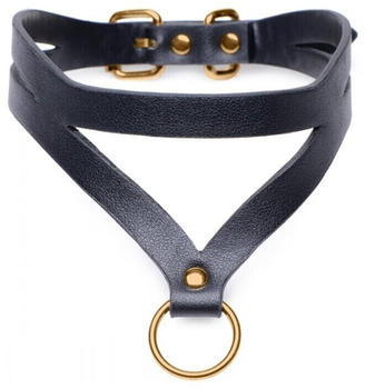 Master Series Bondage Baddie Collar w/ O-Ring Black & Gold