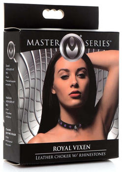 Master Series Royal Vixen Leather Collar with Rhinestones