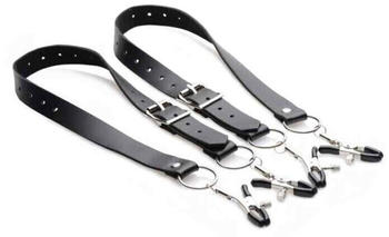XR Brands Spread Labia Spreader Straps with Clamps Black