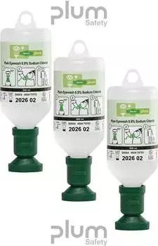 Plum Augenspülkarton 3 x 500 ml Flasche mit Augenschale und Staubkappe Stück
