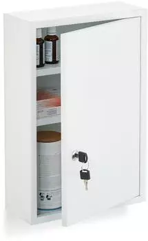 Relaxdays Medizinschrank abschließbar, 3 Fächer, Stahl, weiß, 45x30x12cm (10050067)