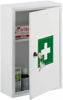 Relaxdays Medizinschrank abschließbar, 2 Fächer, 32x21,5x9,5cm, weiß/grün